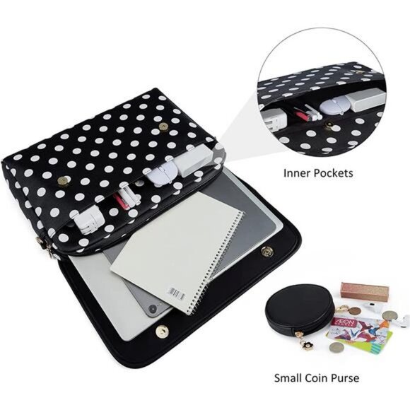 Laptop Shoulder Bag for 13-15 '' Notebook PU leather Computer Protective Sleeve - Picture 3 of 6